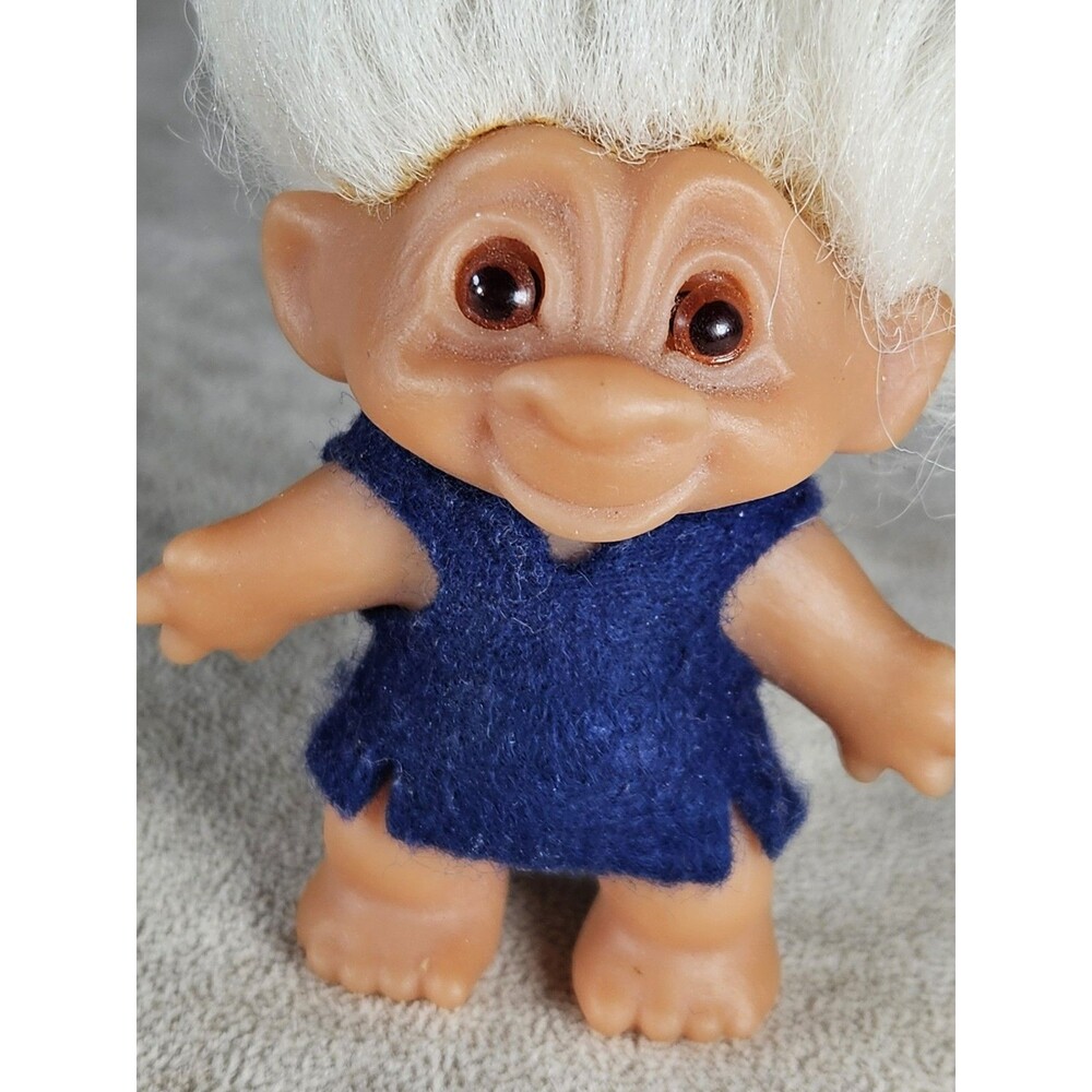 Vintage DAM Troll Mohair Long White Hair Stamped Collectible -1960s/70s- Good